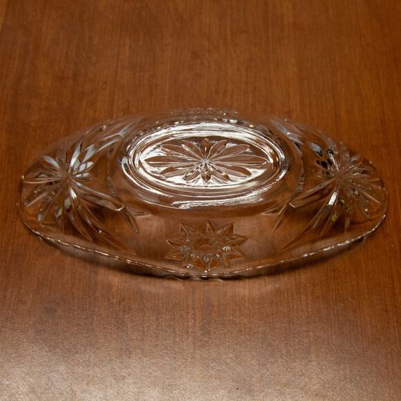 Vintage ANCHOR HOCKING Star of David Prescut Glass Gondola Boat Bowl Candy Dish - Picture 3 of 5